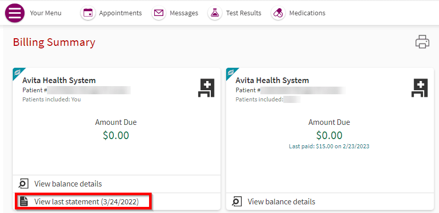 avita ontario mychart